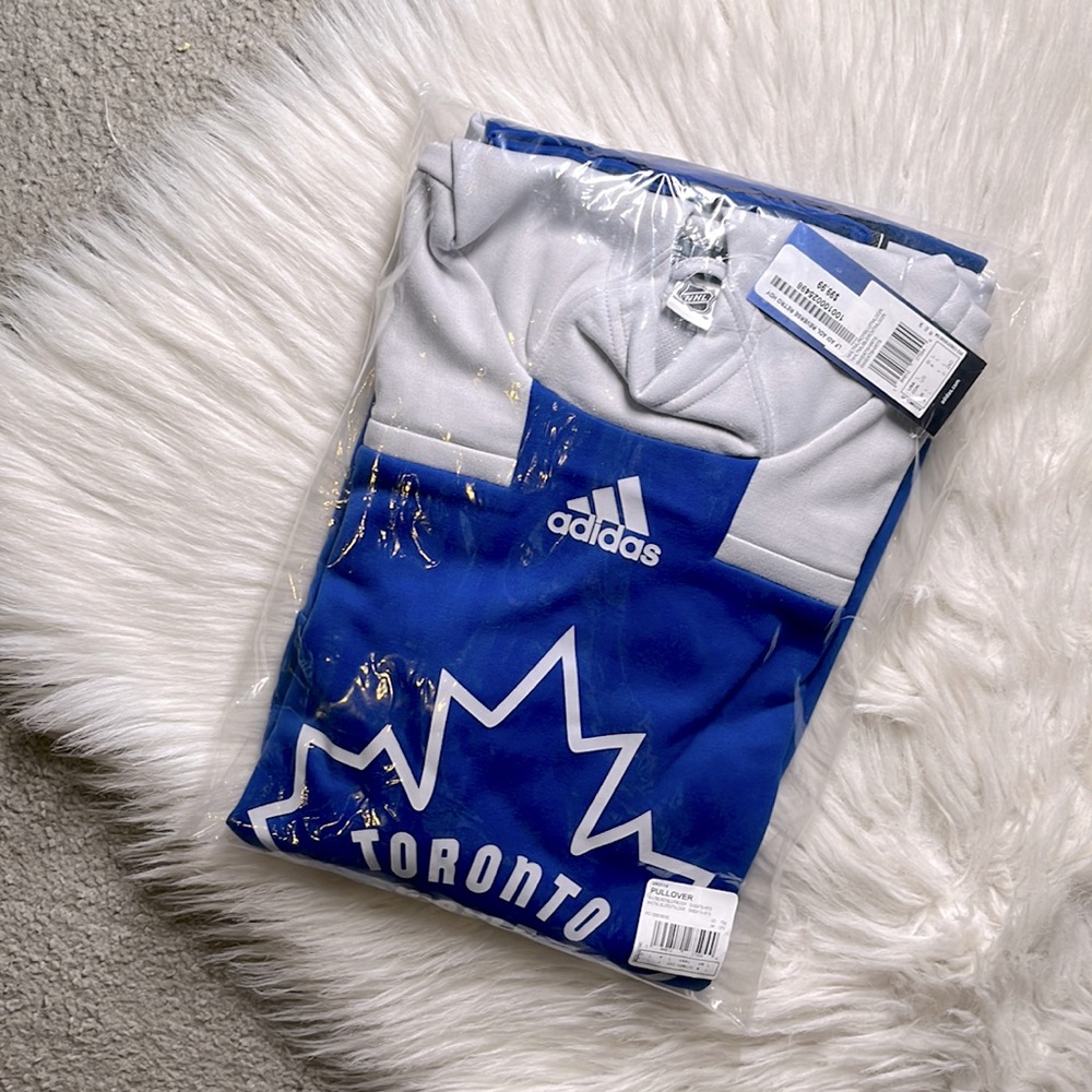 Toronto Maple Leafs adidas Blue Reverse Retro - Primary Logo Pullover Hoodie
